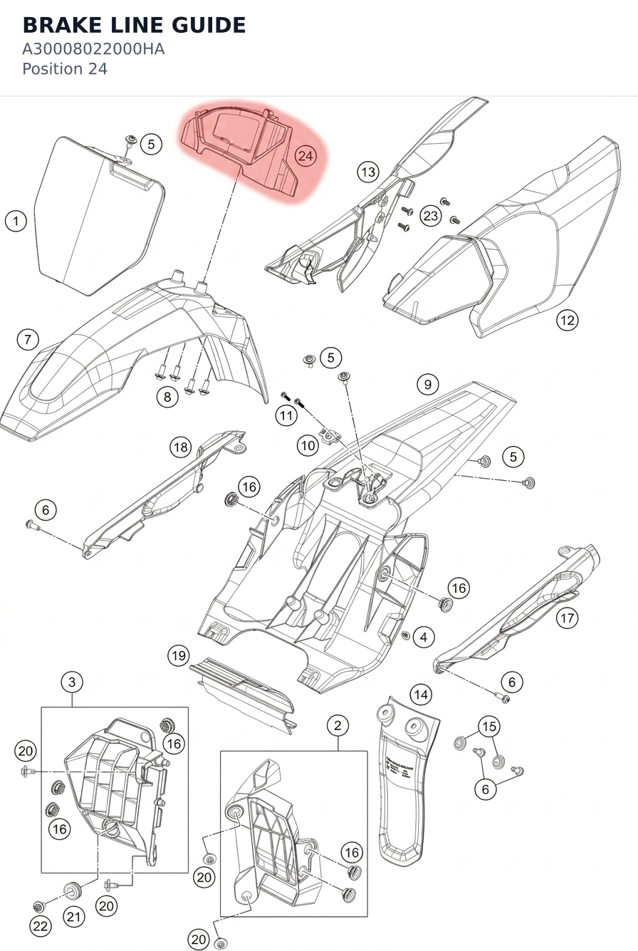Diagram preview: BRAKE LINE GUIDE (A30008022000HA)