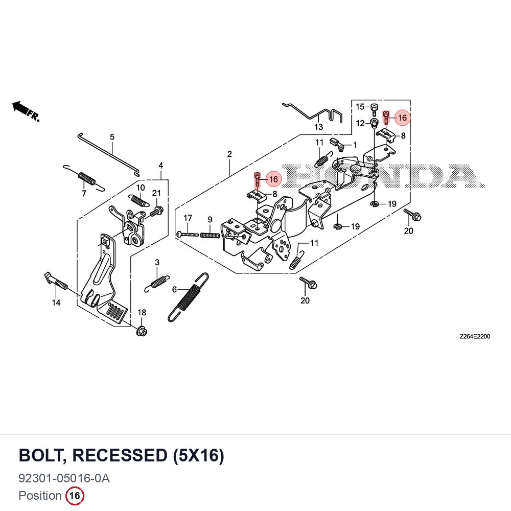 BOLT, RECESSED (5X16)
