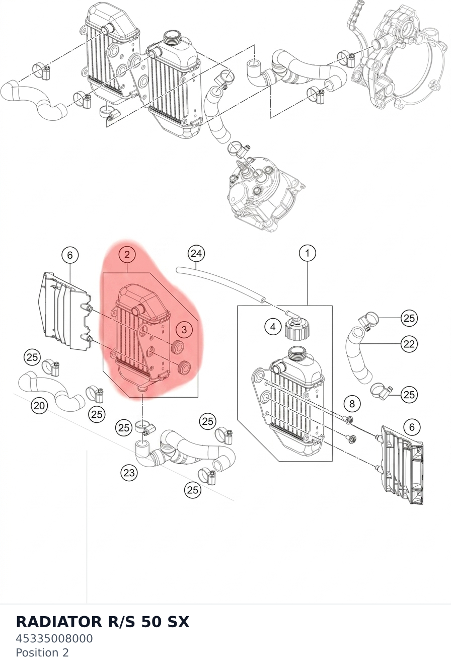 Diagram preview: RADIATOR R/S 50 SX (45335008000)