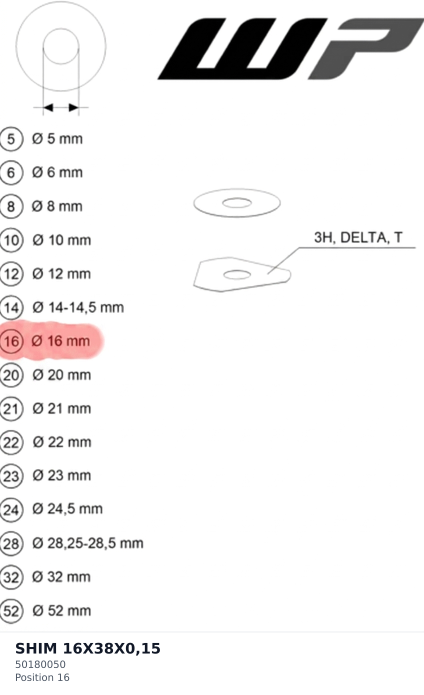 Diagram preview: SHIM 16X38X0,15 (50180050)