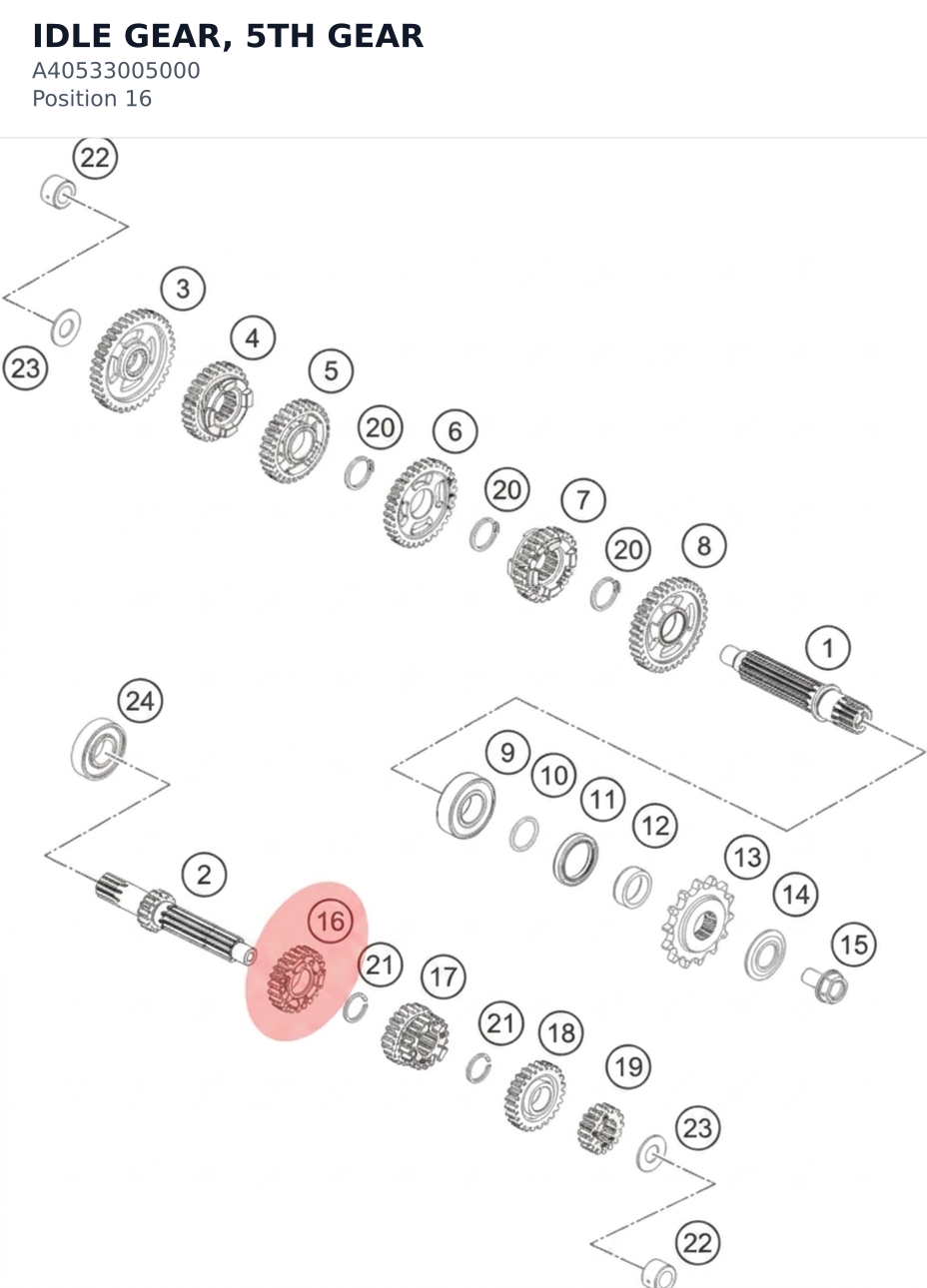 Diagram preview: IDLE GEAR, 5TH GEAR (A40533005000)