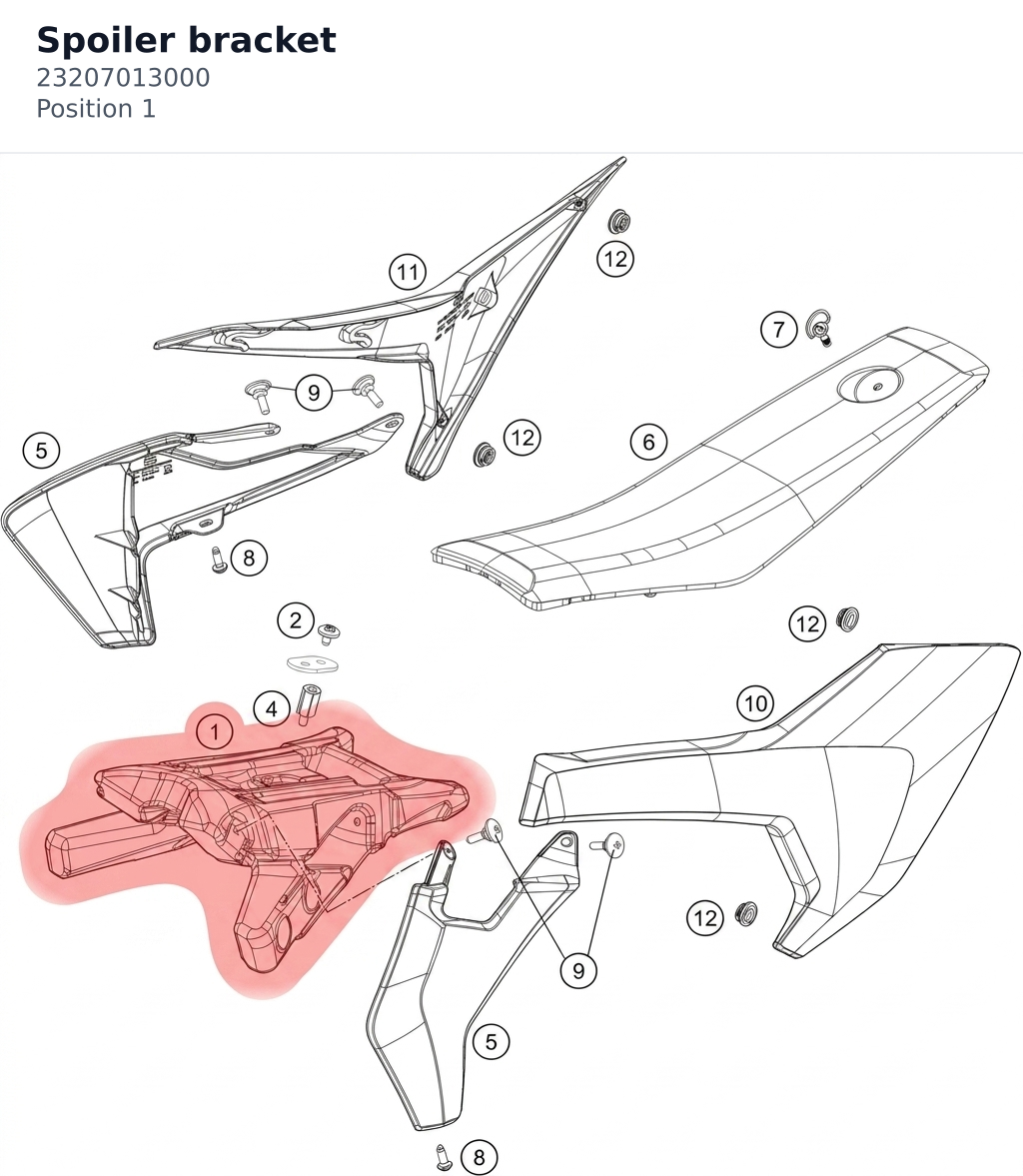 Diagram preview: Spoiler bracket (23207013000)