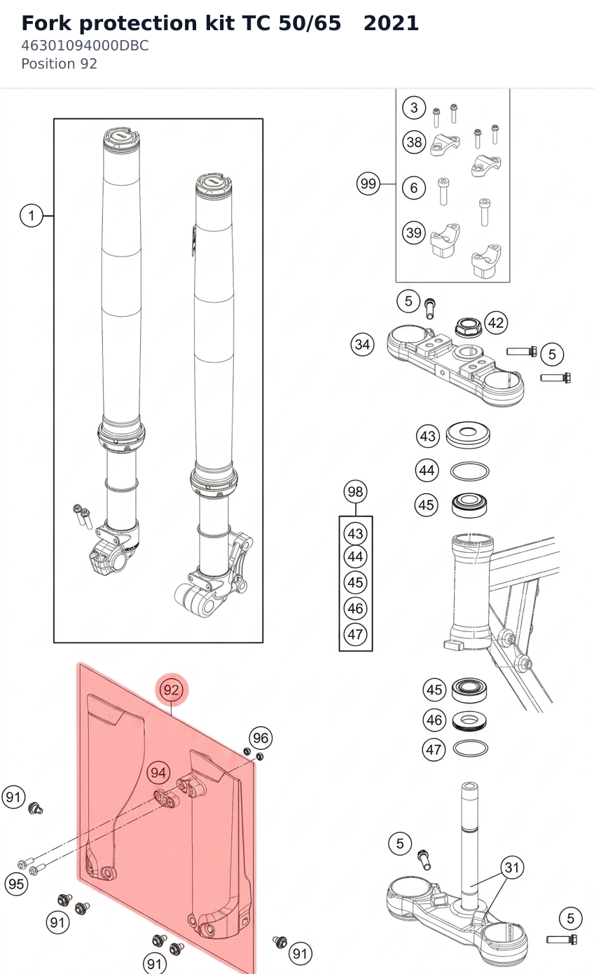 Diagram preview: Fork protection kit TC 50/65   2021 (46301094000DBC)