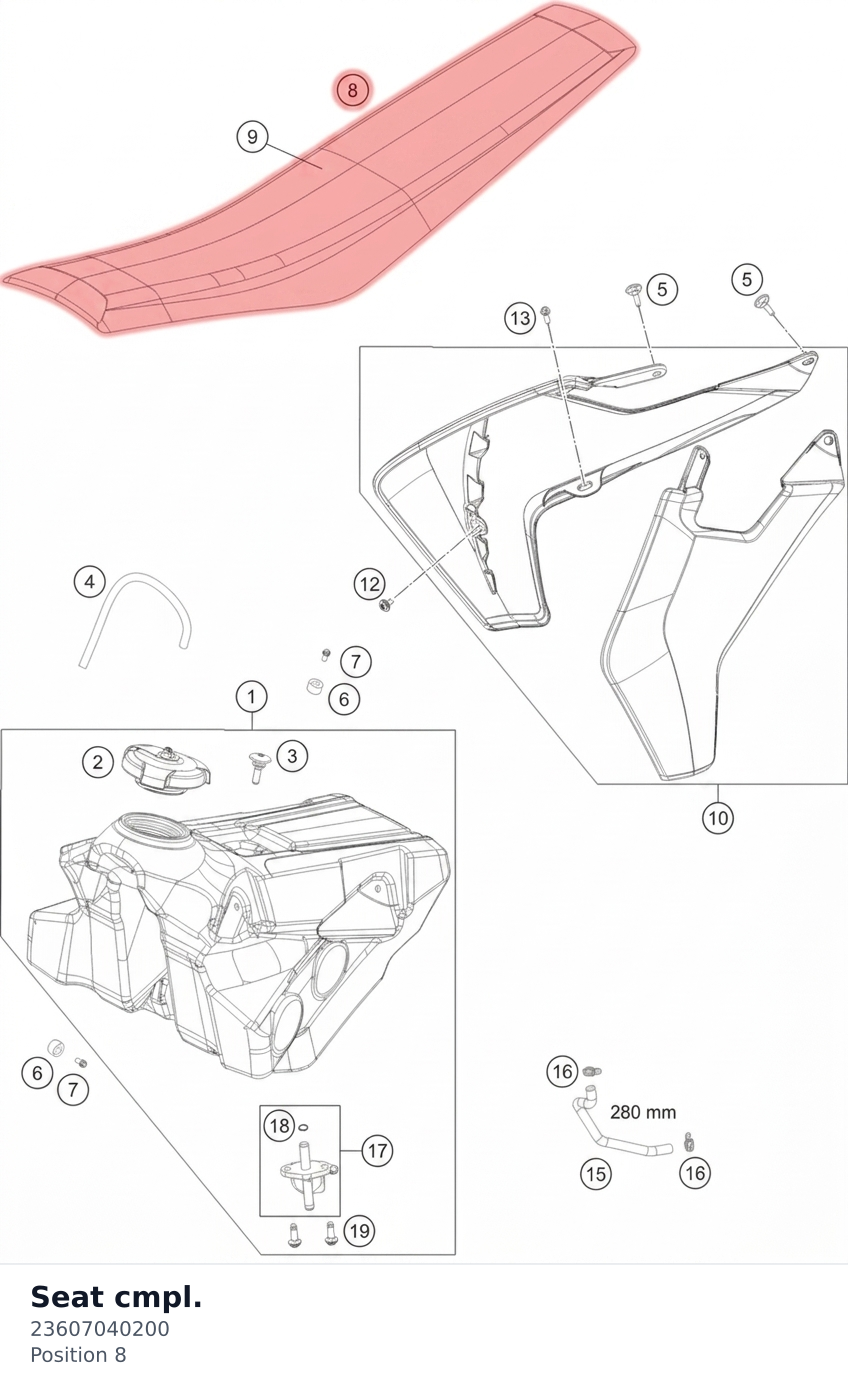 Diagram preview: Seat cmpl. (23607040200)