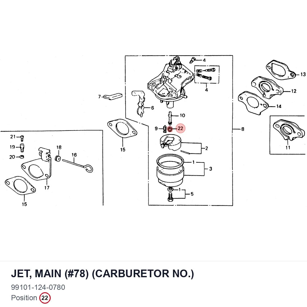 JET, MAIN (#78) (CARBURETOR NO.)