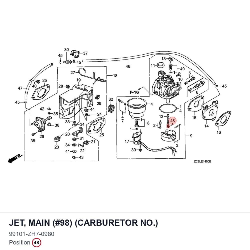 JET, MAIN (#98) (CARBURETOR NO.)