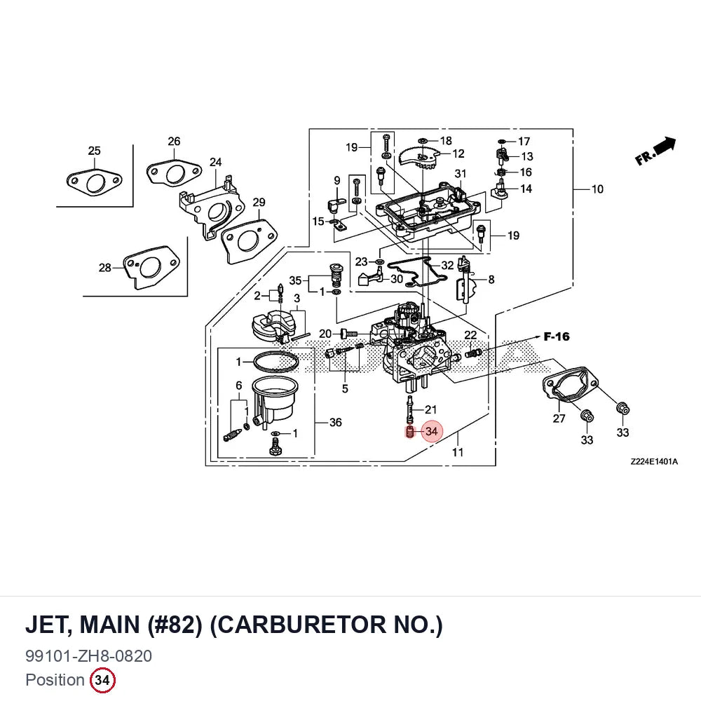 JET, MAIN (#82) (CARBURETOR NO.)