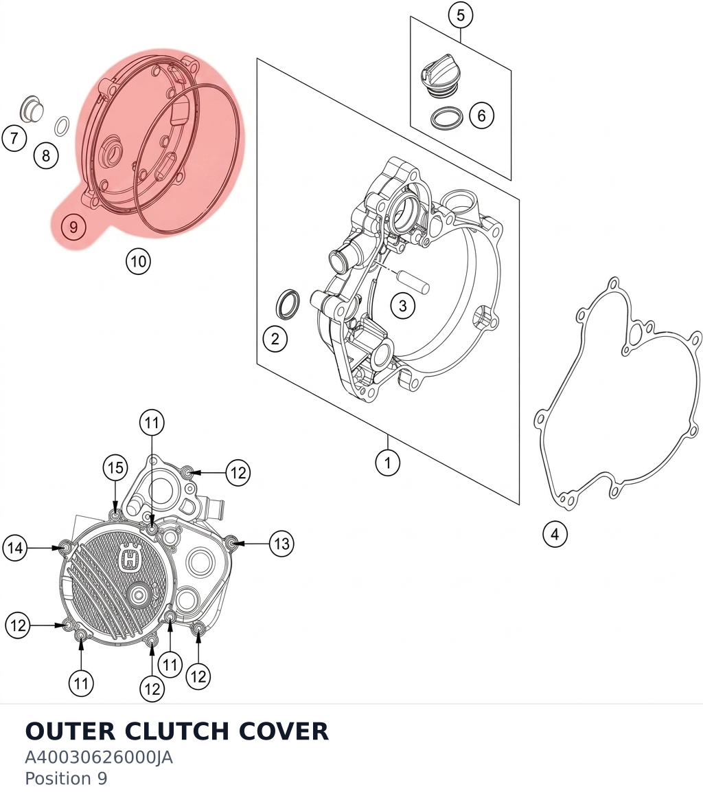 Diagram preview: OUTER CLUTCH COVER (A40030626000JA)