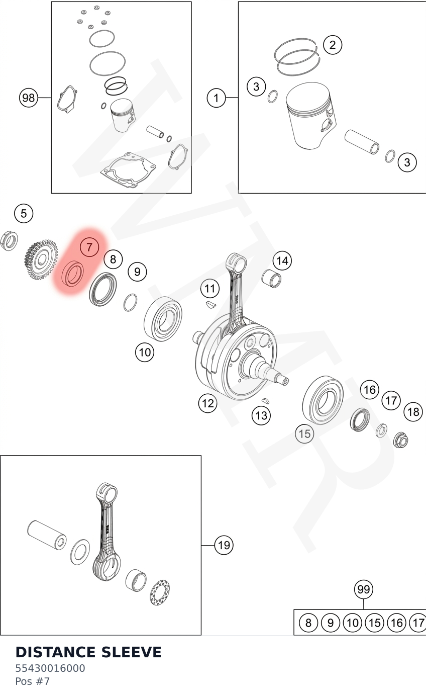 Diagram preview: DISTANCE SLEEVE (55430016000)