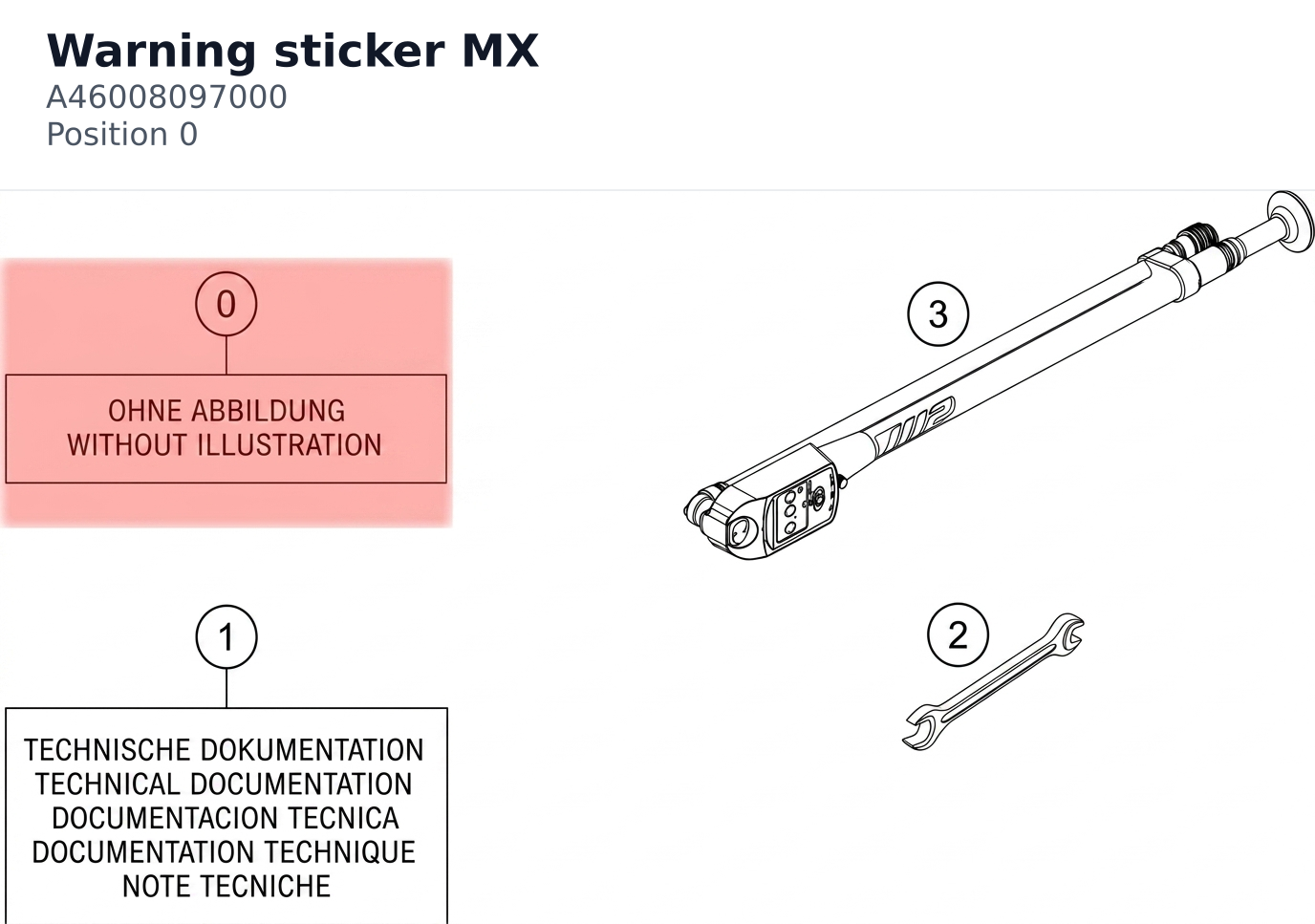 Diagram preview: Warning sticker MX (A46008097000)