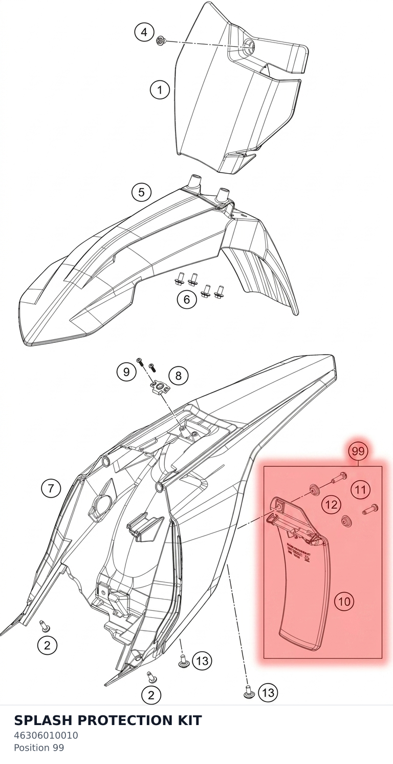 Diagram preview: SPLASH PROTECTION KIT (46306010010)