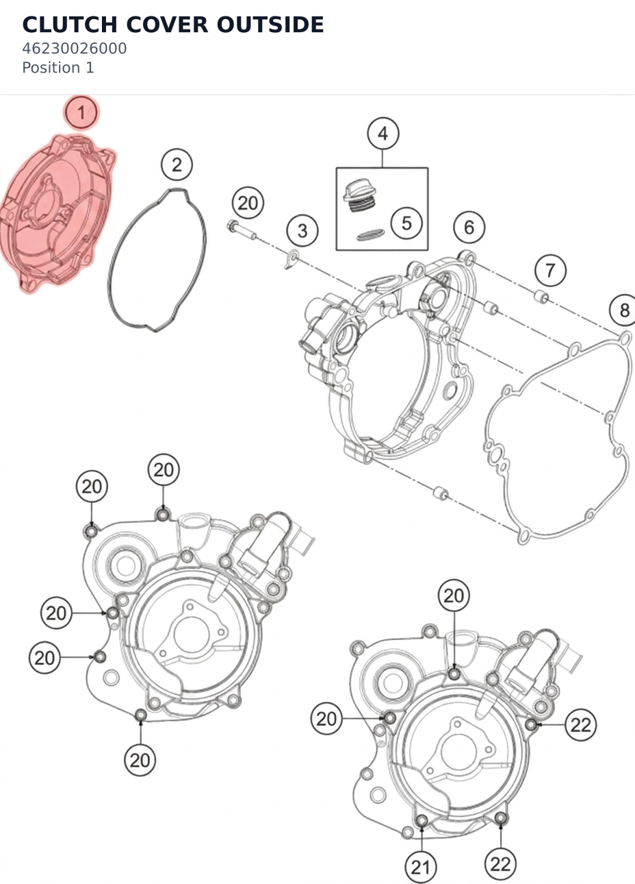 Diagram preview: CLUTCH COVER OUTSIDE (46230026000)