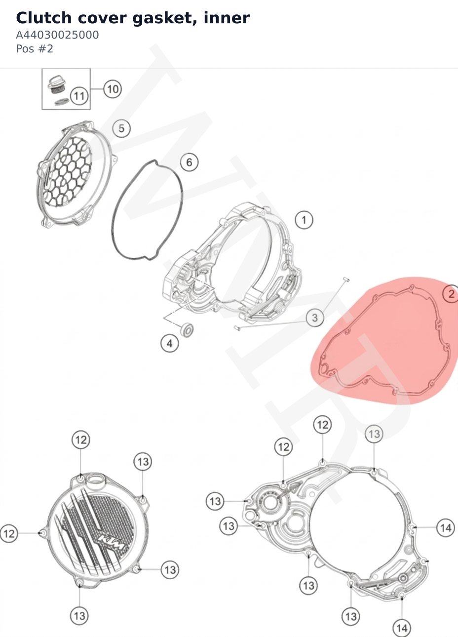 Diagram preview: Clutch cover gasket, inner (A44030025000)
