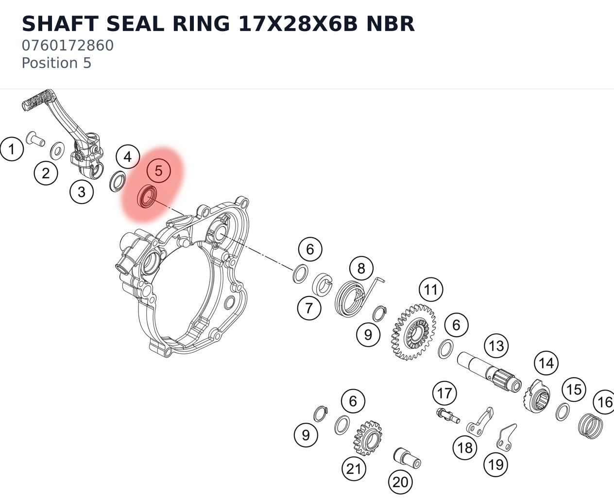 Diagram preview: SHAFT SEAL RING 17X28X6B NBR (0760172860)