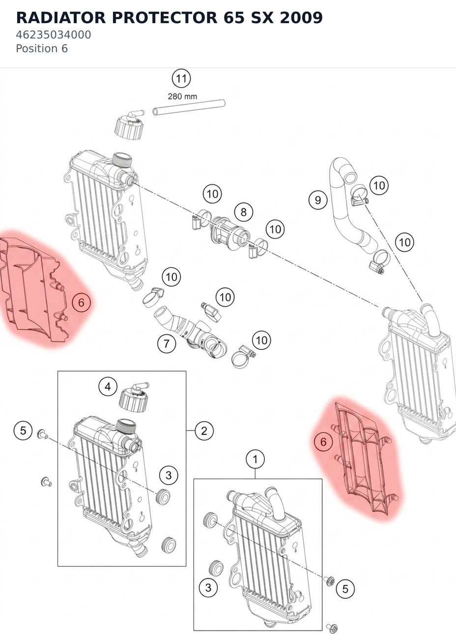 Diagram preview: RADIATOR PROTECTOR 65 SX  2009 (46235034000)