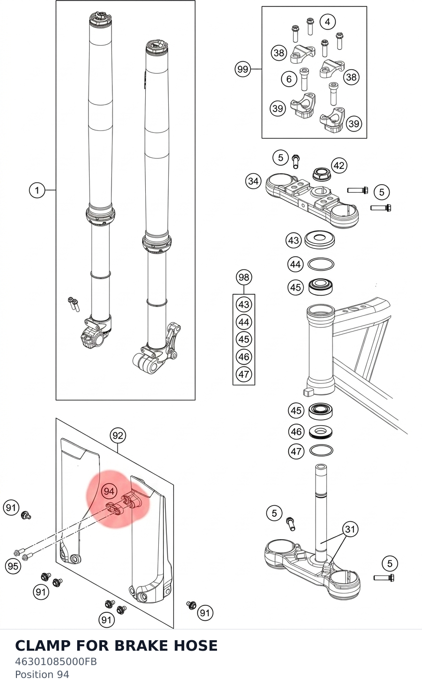 Diagram preview: CLAMP FOR BRAKE HOSE (46301085000FB)