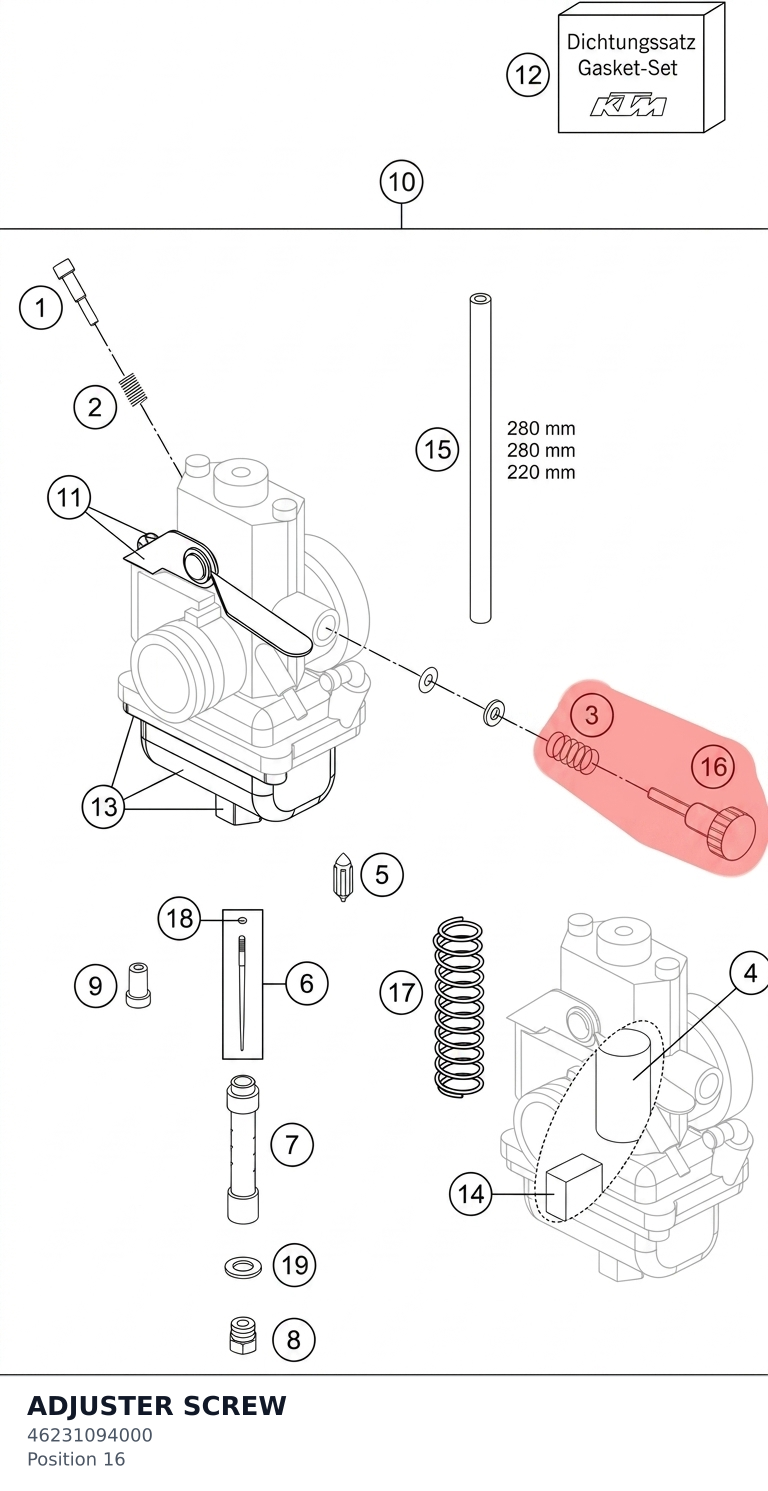 Diagram preview: ADJUSTER SCREW (46231094000)
