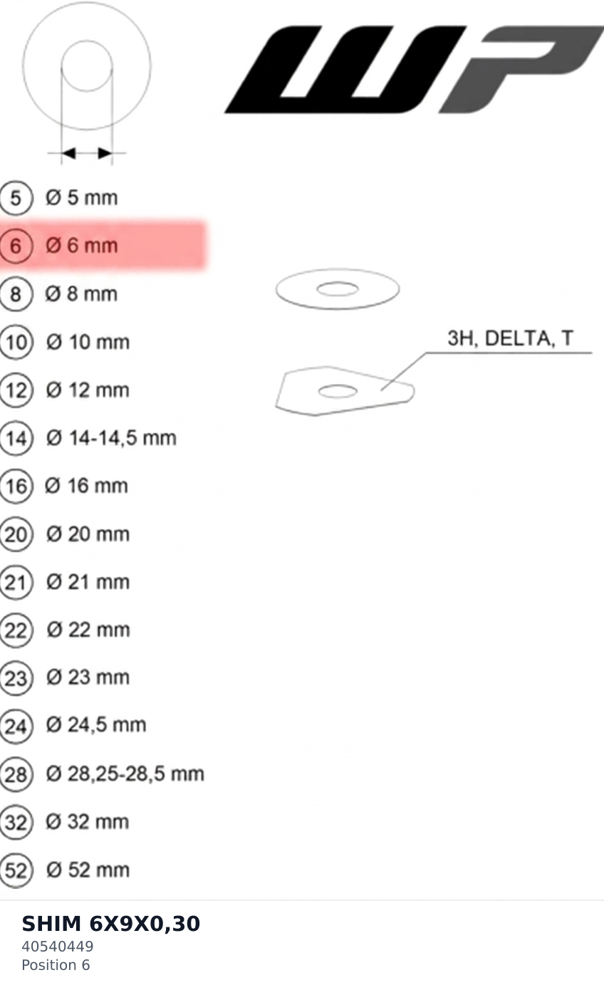 Diagram preview: SHIM 6X9X0,30 (40540449)