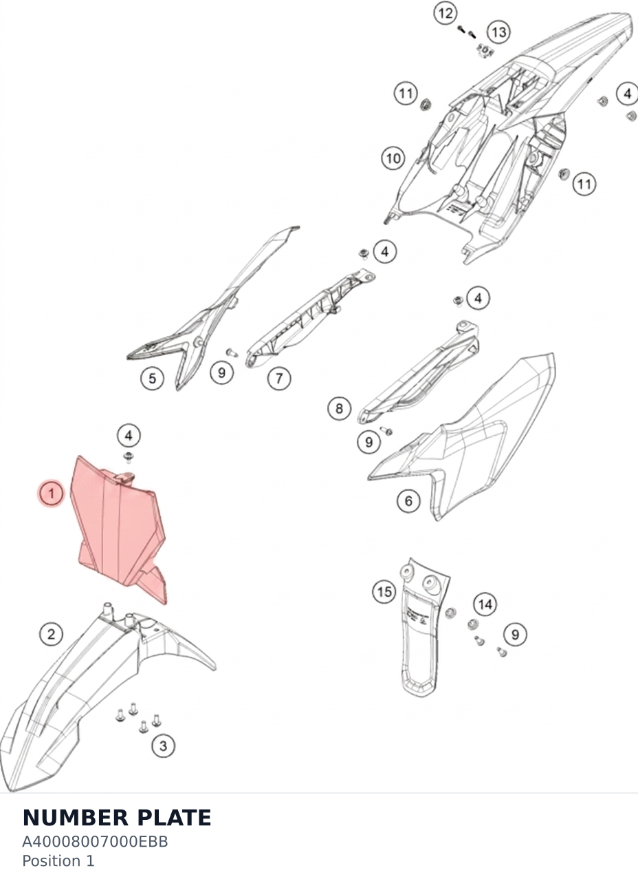 Diagram preview: NUMBER PLATE (A40008007000EBB)