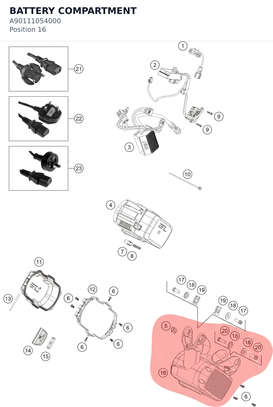 Diagram preview: BATTERY COMPARTMENT (A90111054000)