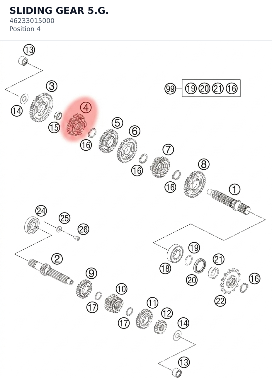 Diagram preview: SLIDING GEAR 5.G. (46233015000)