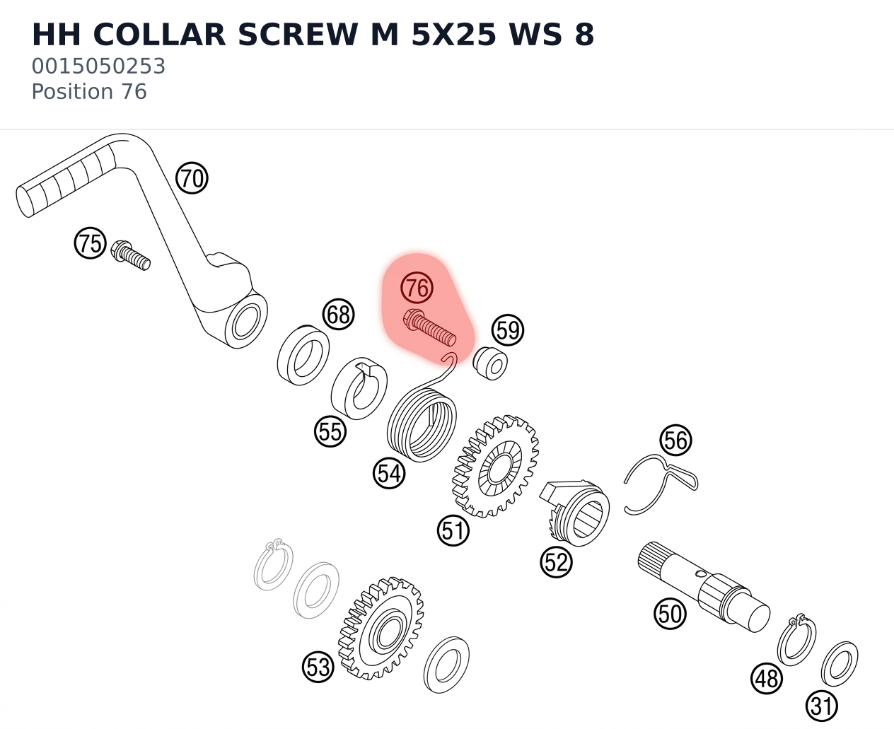 Diagram preview: HH COLLAR SCREW M 5X25    WS 8 (0015050253)