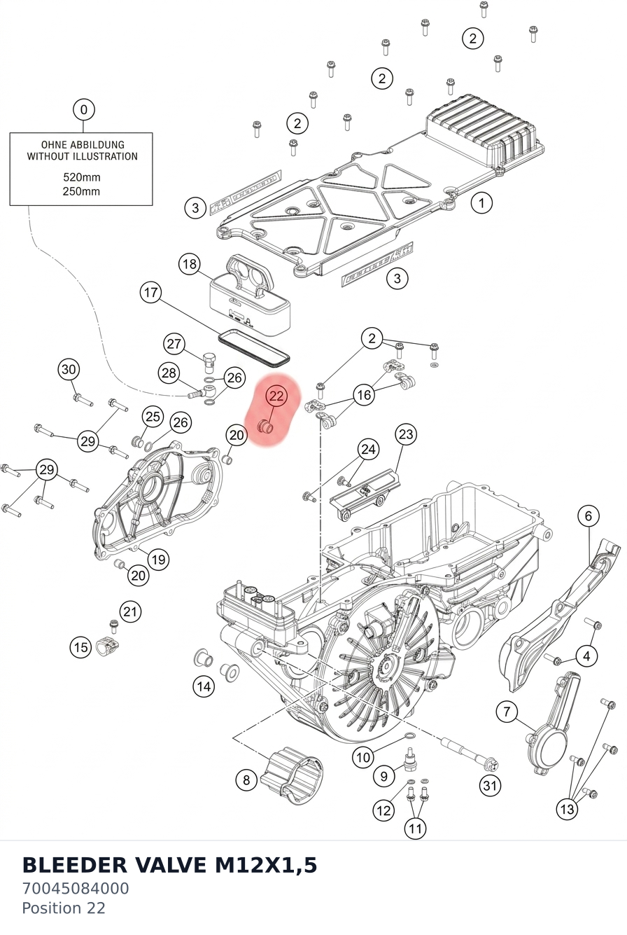 Diagram preview: BLEEDER VALVE M12X1,5 (70045084000)