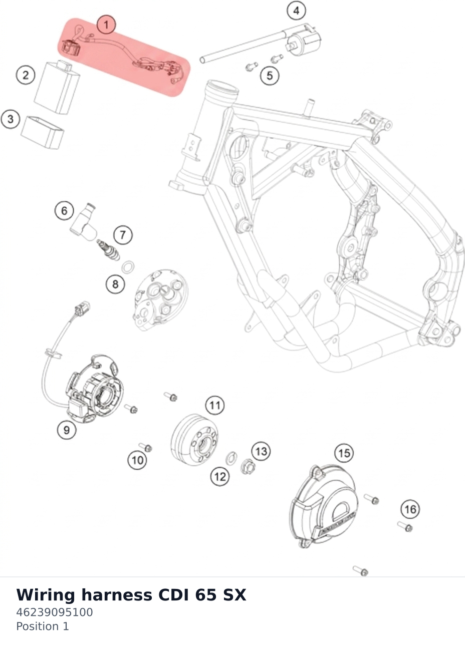 Diagram preview: Wiring harness CDI 65 SX (46239095100)