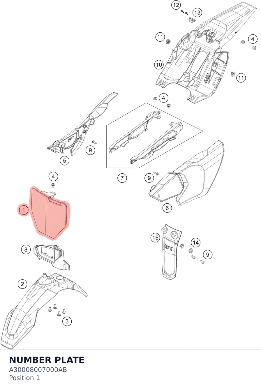 Diagram preview: NUMBER PLATE (A30008007000AB)