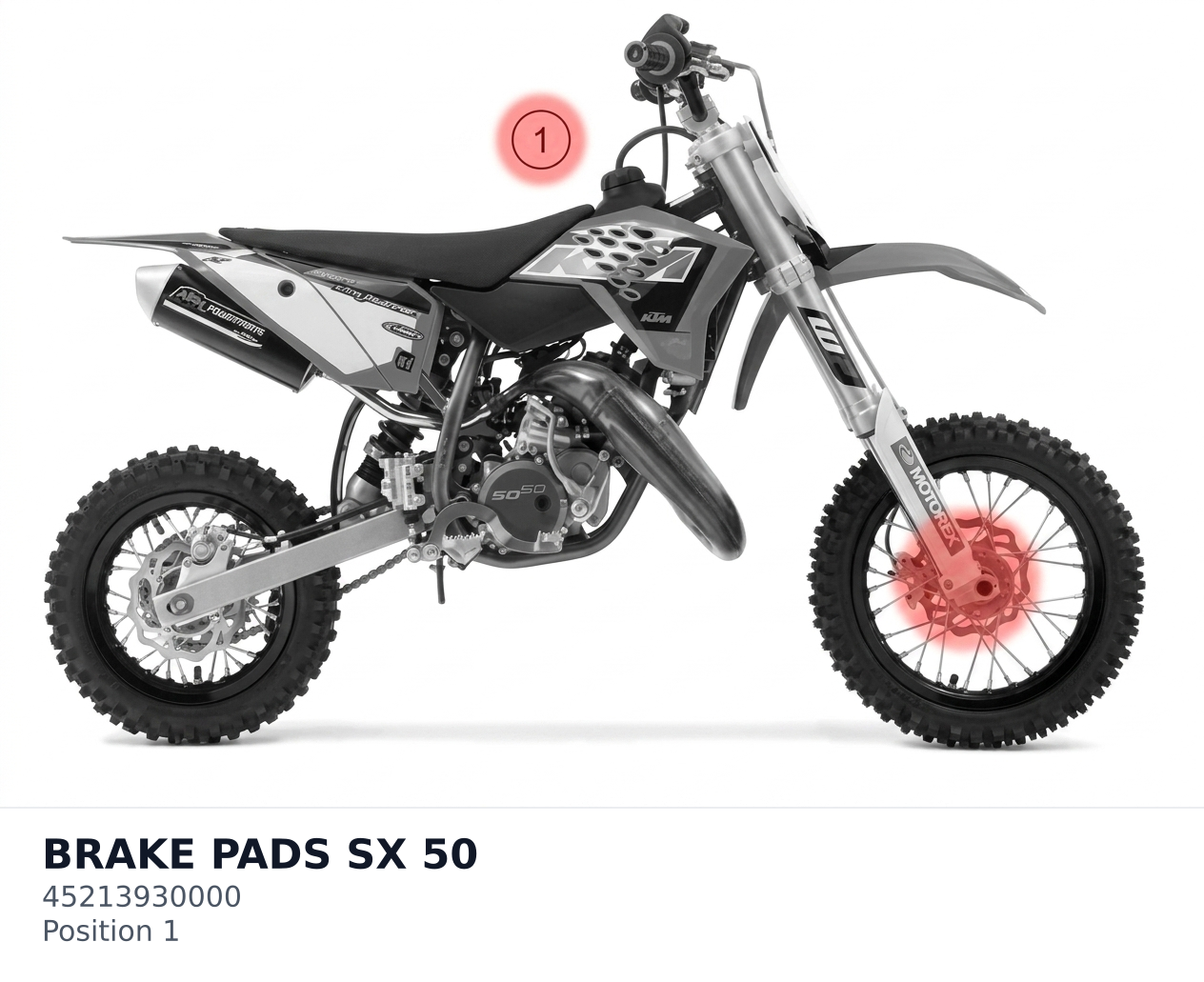 Diagram preview: BRAKE PADS SX 50 (45213930000)