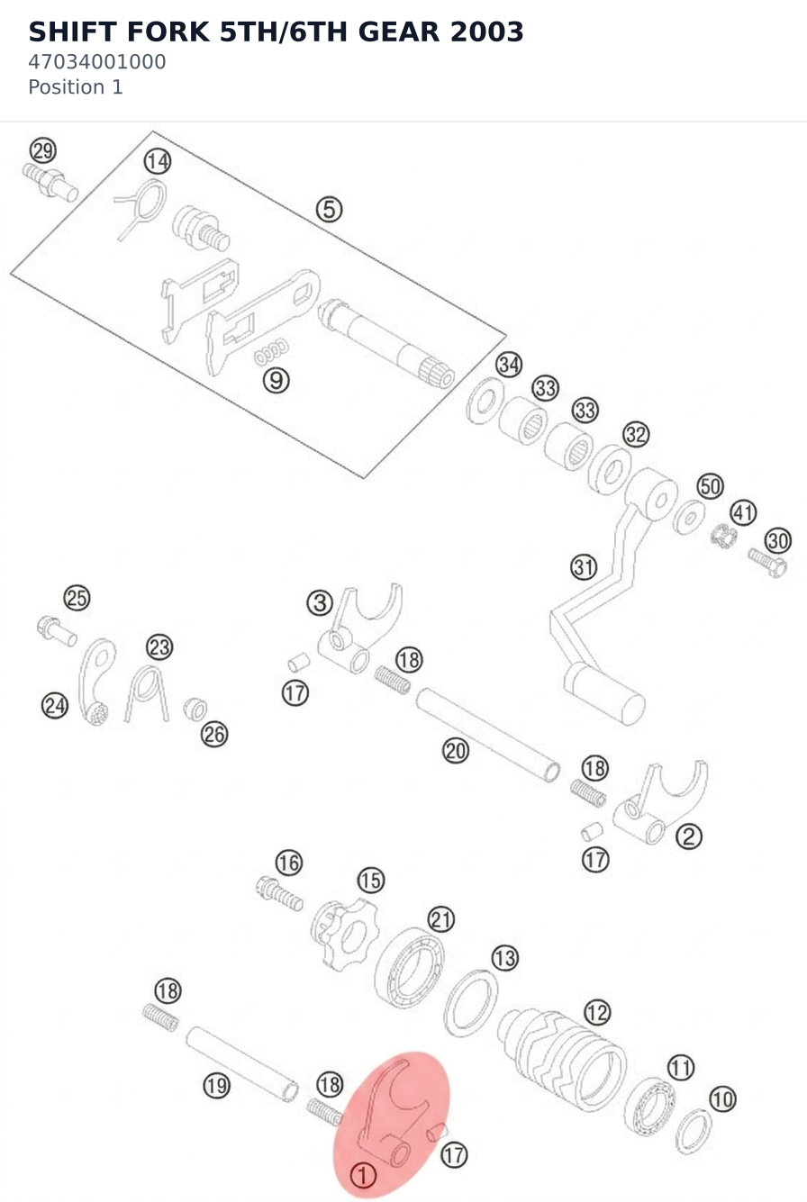Diagram preview: SHIFT FORK 5TH/6TH GEAR   2003 (47034001000)