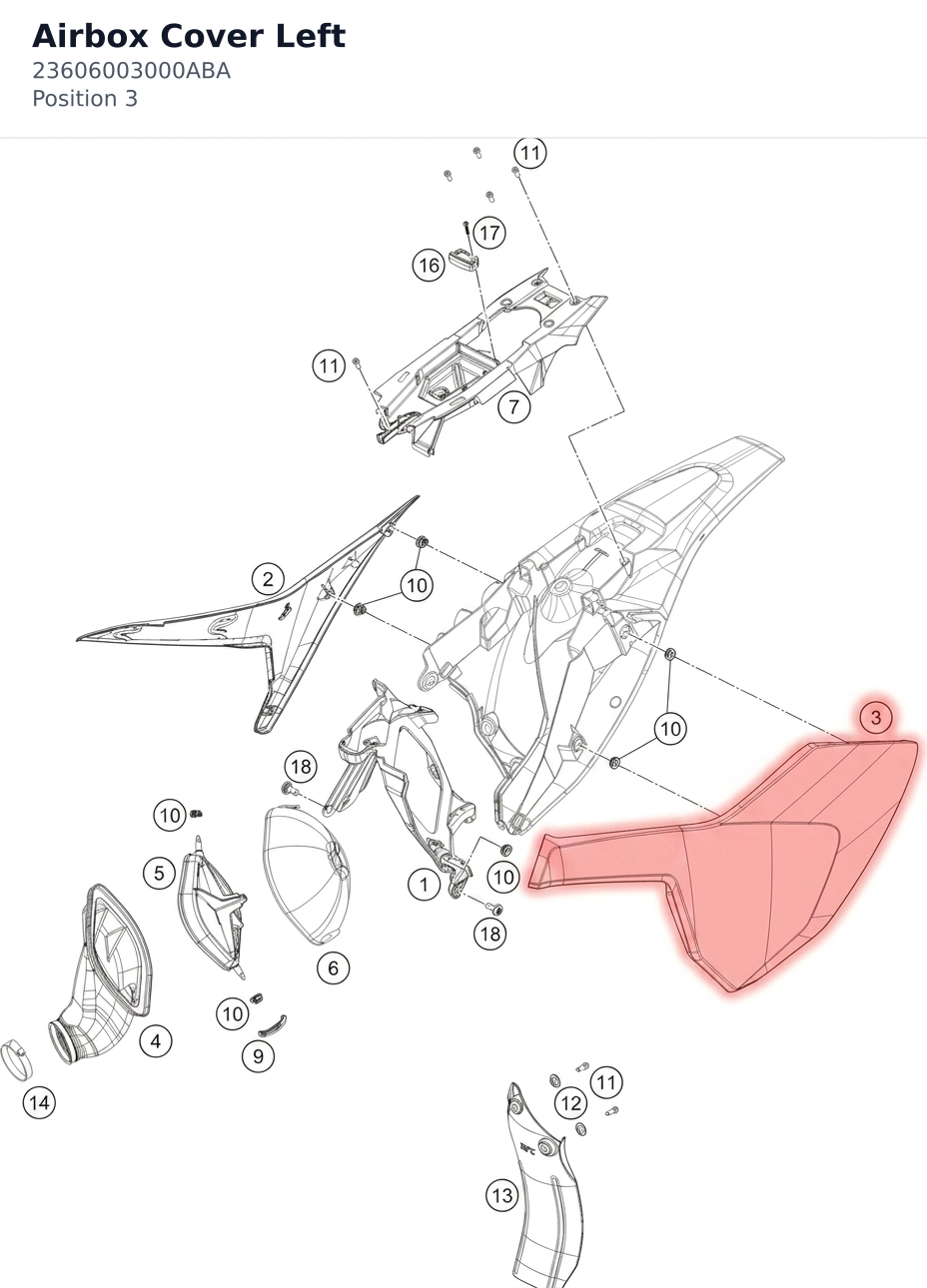 Diagram preview: Airbox Cover Left (23606003000ABA)