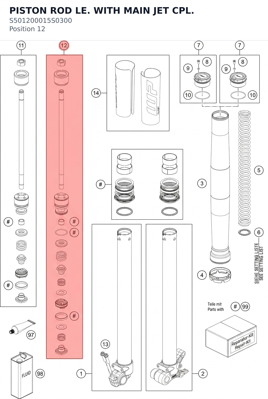 Diagram preview: PISTON ROD LE. WITH MAIN JET CPL. (S501200015S0300)