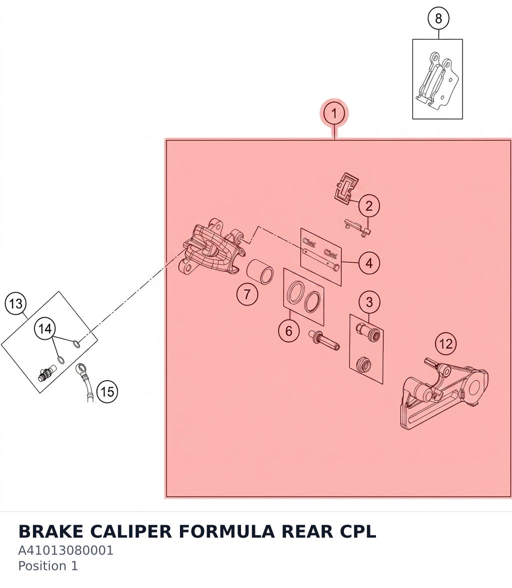 Diagram preview: BRAKE CALIPER FORMULA REAR CPL (A41013080001)
