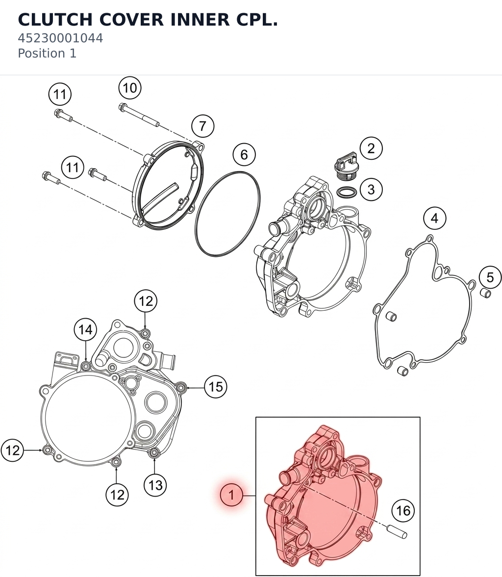 Diagram preview: CLUTCH COVER INNER CPL. (45230001044)