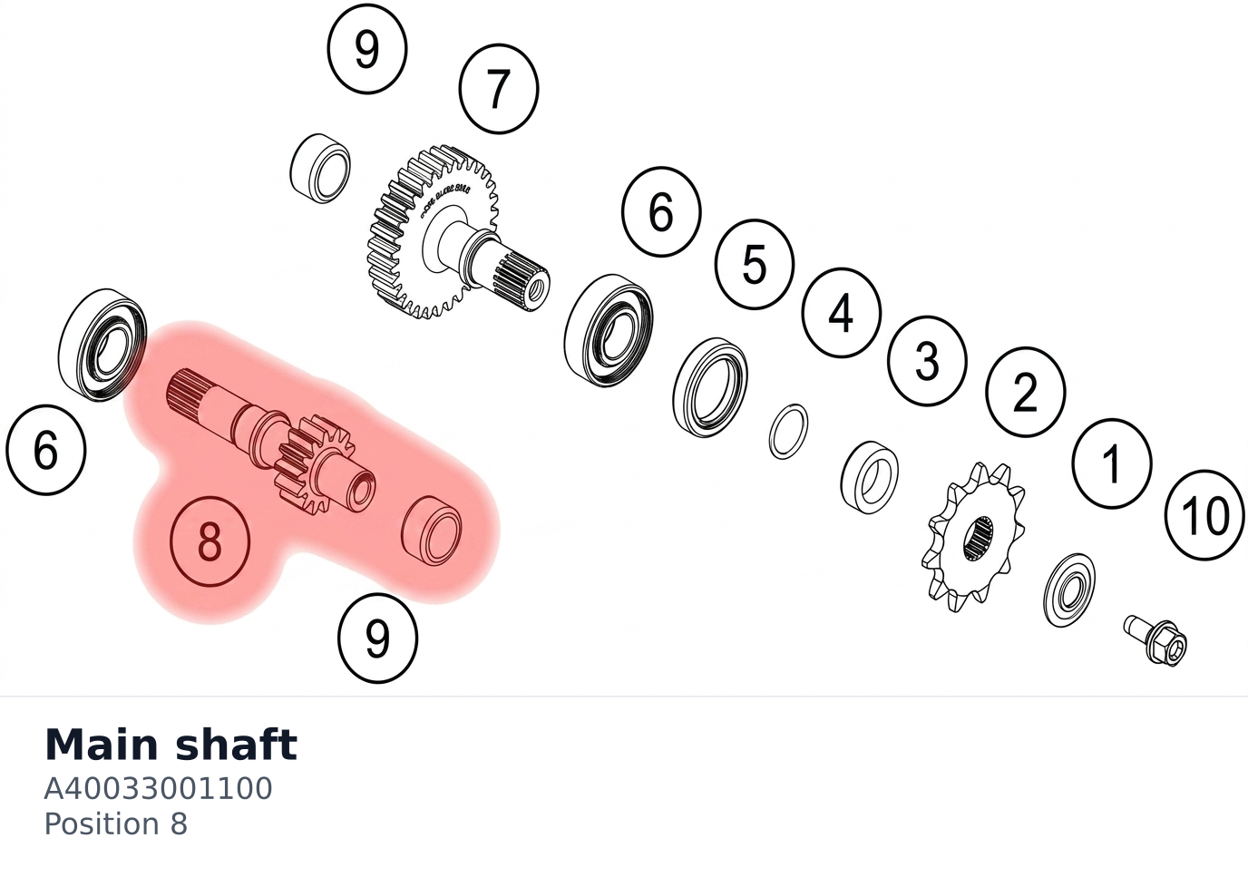 Diagram preview: Main shaft (A40033001100)