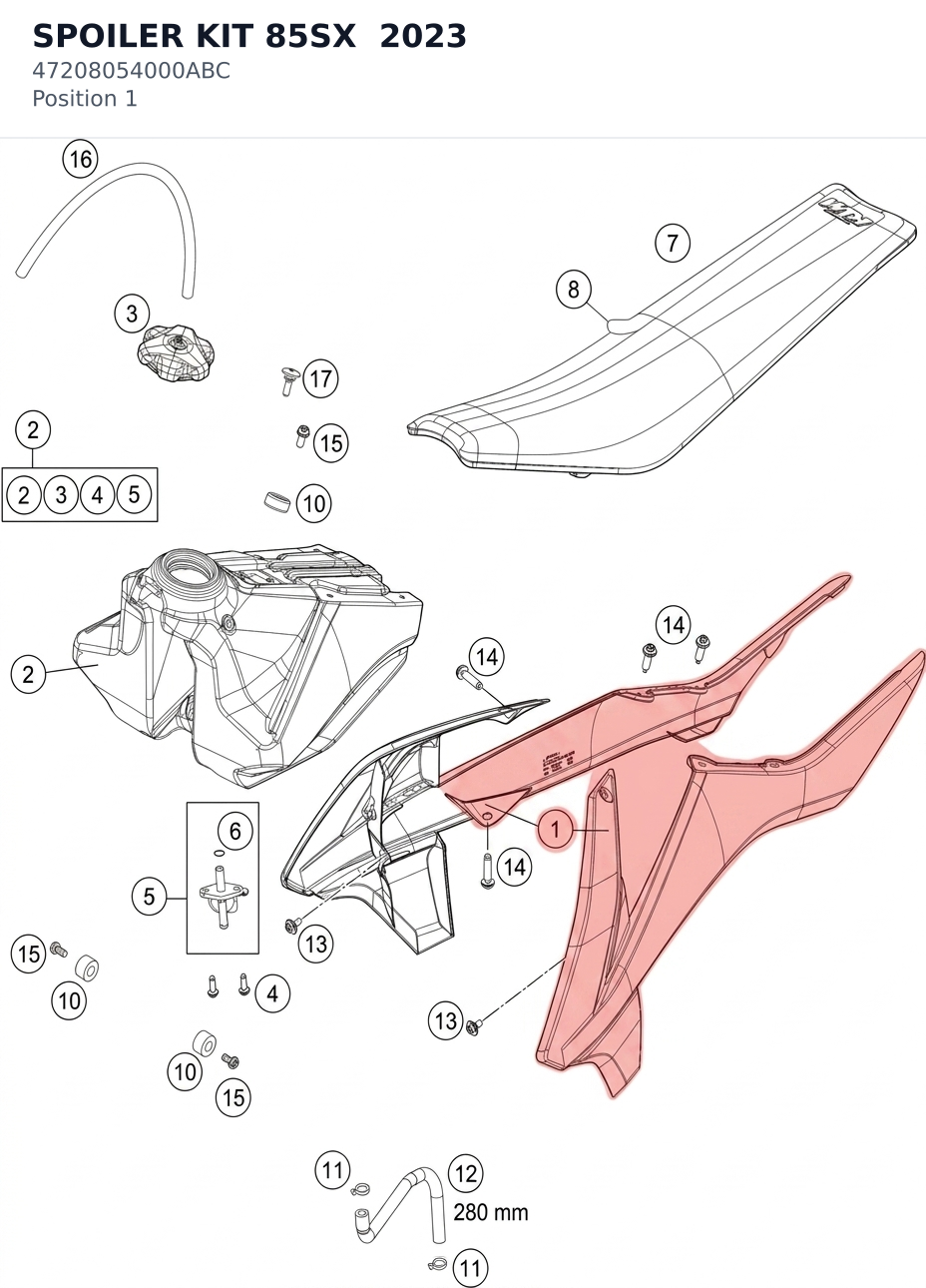 Diagram preview: SPOILER KIT 85SX  2023 (47208054000ABC)