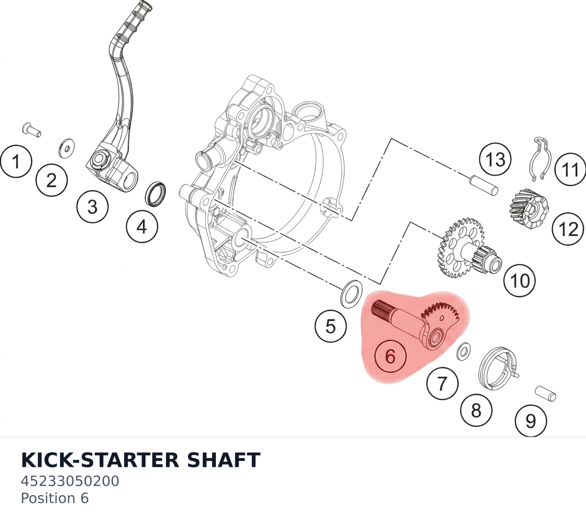 Diagram preview: KICK-STARTER SHAFT (45233050200)