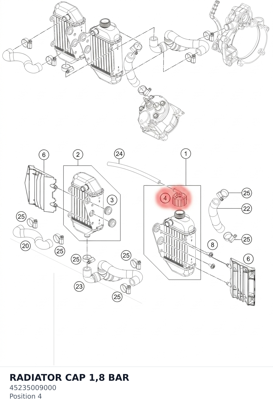 Diagram preview: RADIATOR CAP 1,8 BAR (45235009000)