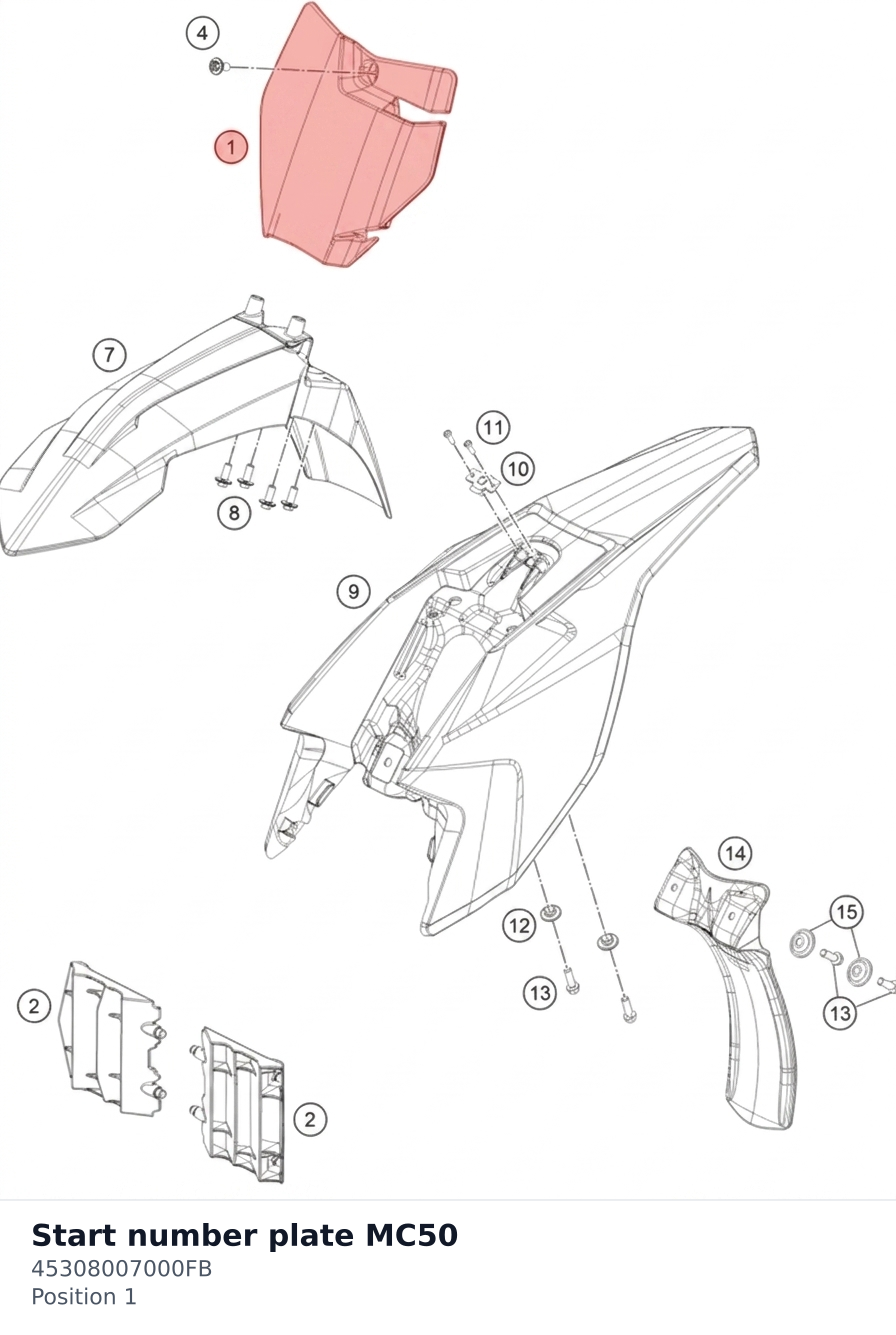 Diagram preview: Start number plate MC50 (45308007000FB)