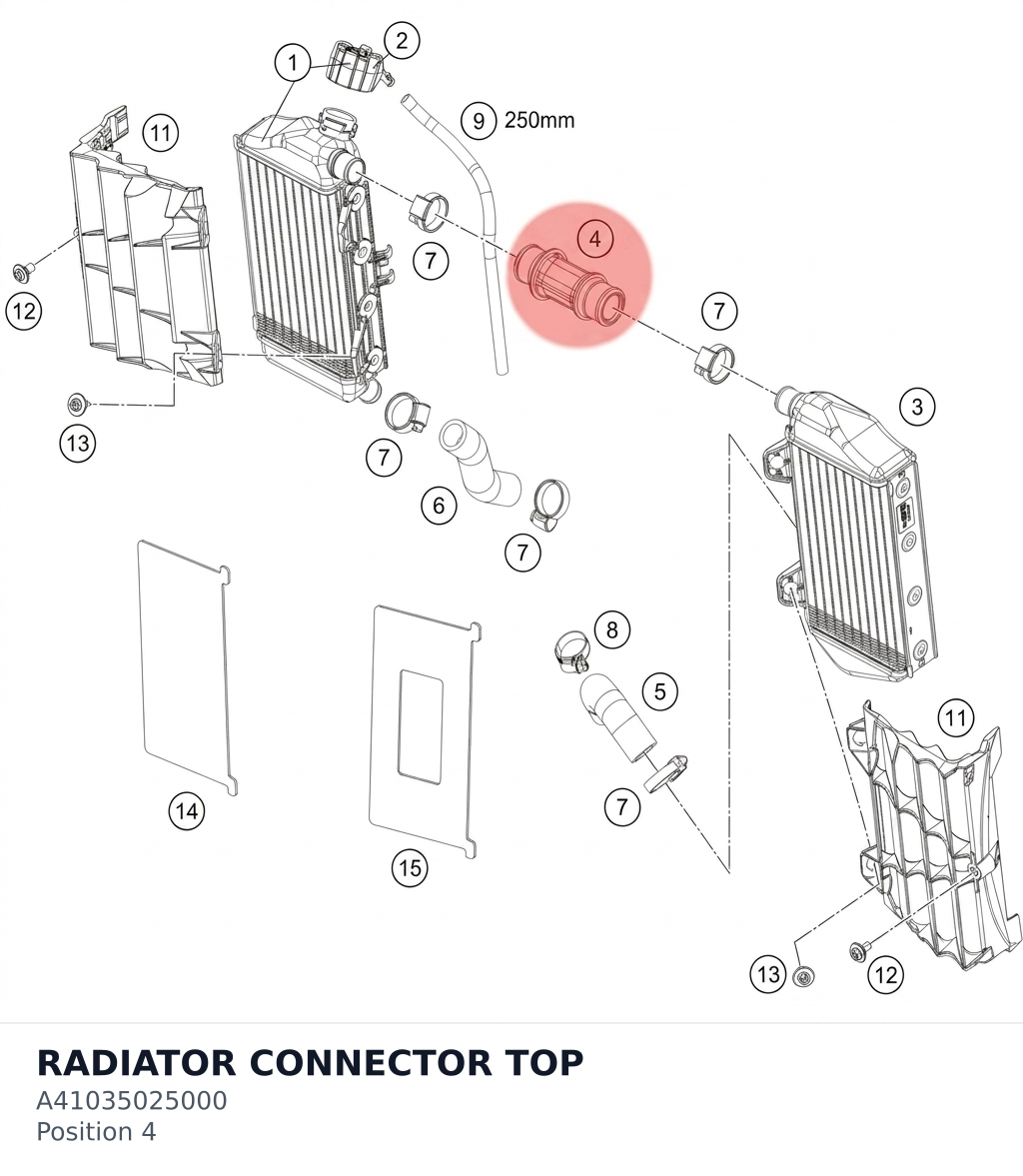 Diagram preview: RADIATOR CONNECTOR TOP (A41035025000)