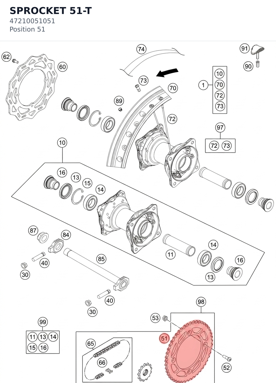 Diagram preview: SPROCKET 51-T (47210051051)
