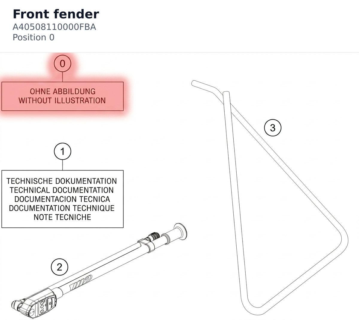 Diagram preview: Front fender (A40508110000FBA)