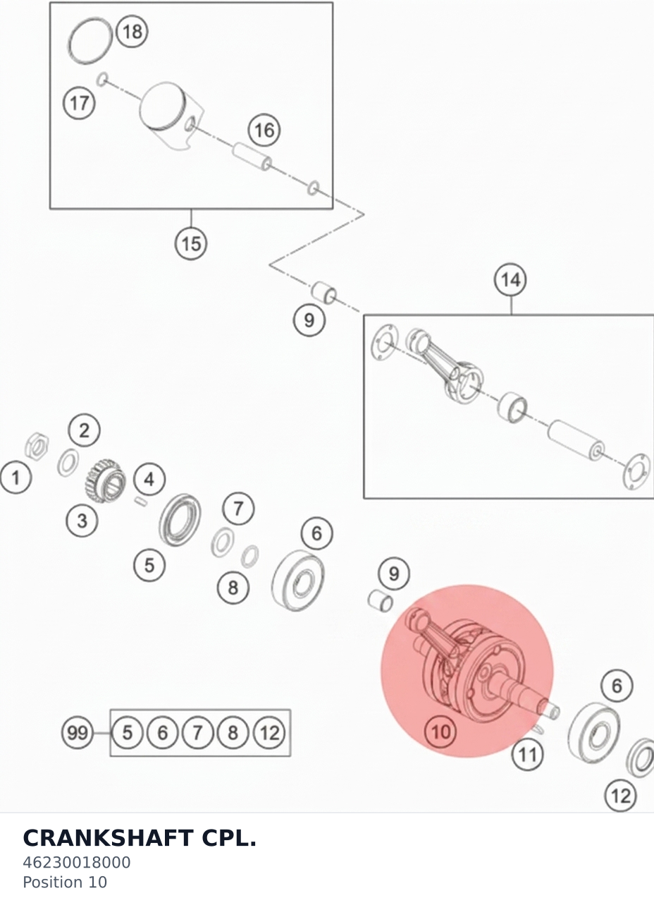 Diagram preview: CRANKSHAFT CPL. (46230018000)