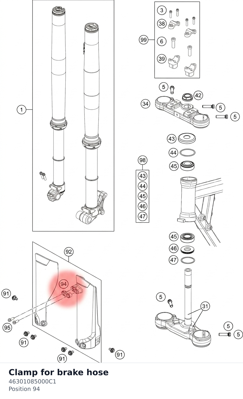 Diagram preview: Clamp for brake hose (46301085000C1)