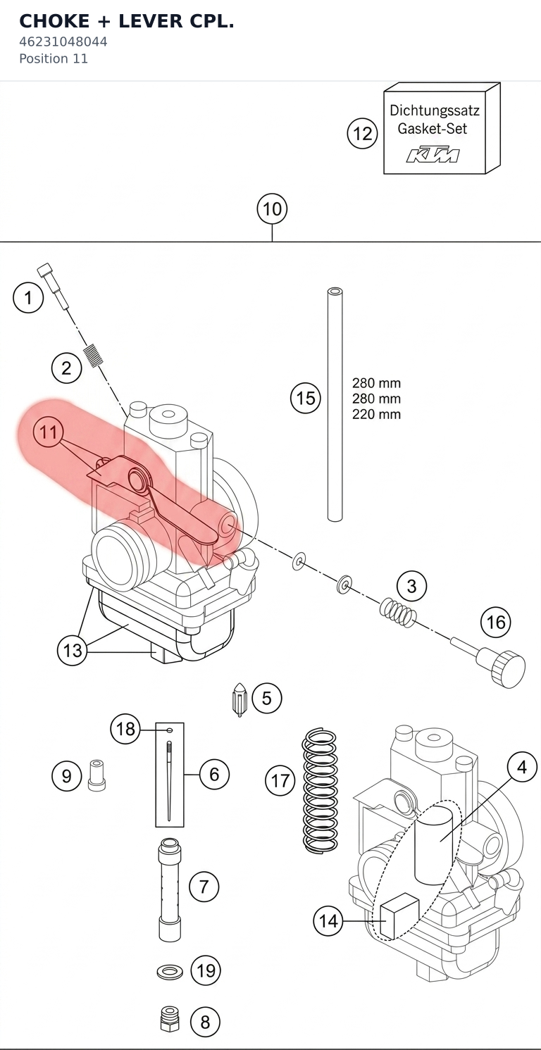 Diagram preview: CHOKE + LEVER CPL. (46231048044)