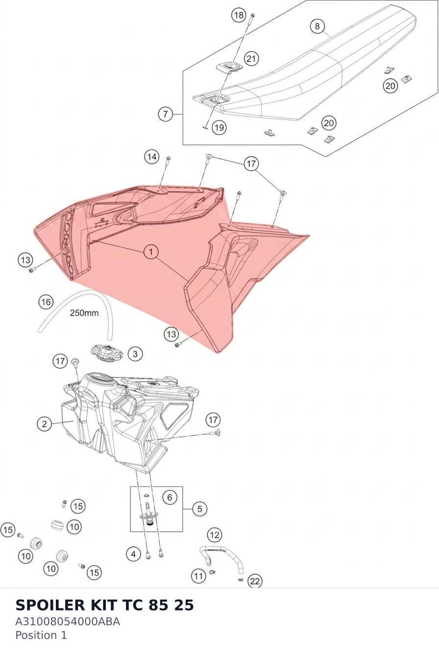 Diagram preview: SPOILER KIT TC 85 25 (A31008054000ABA)