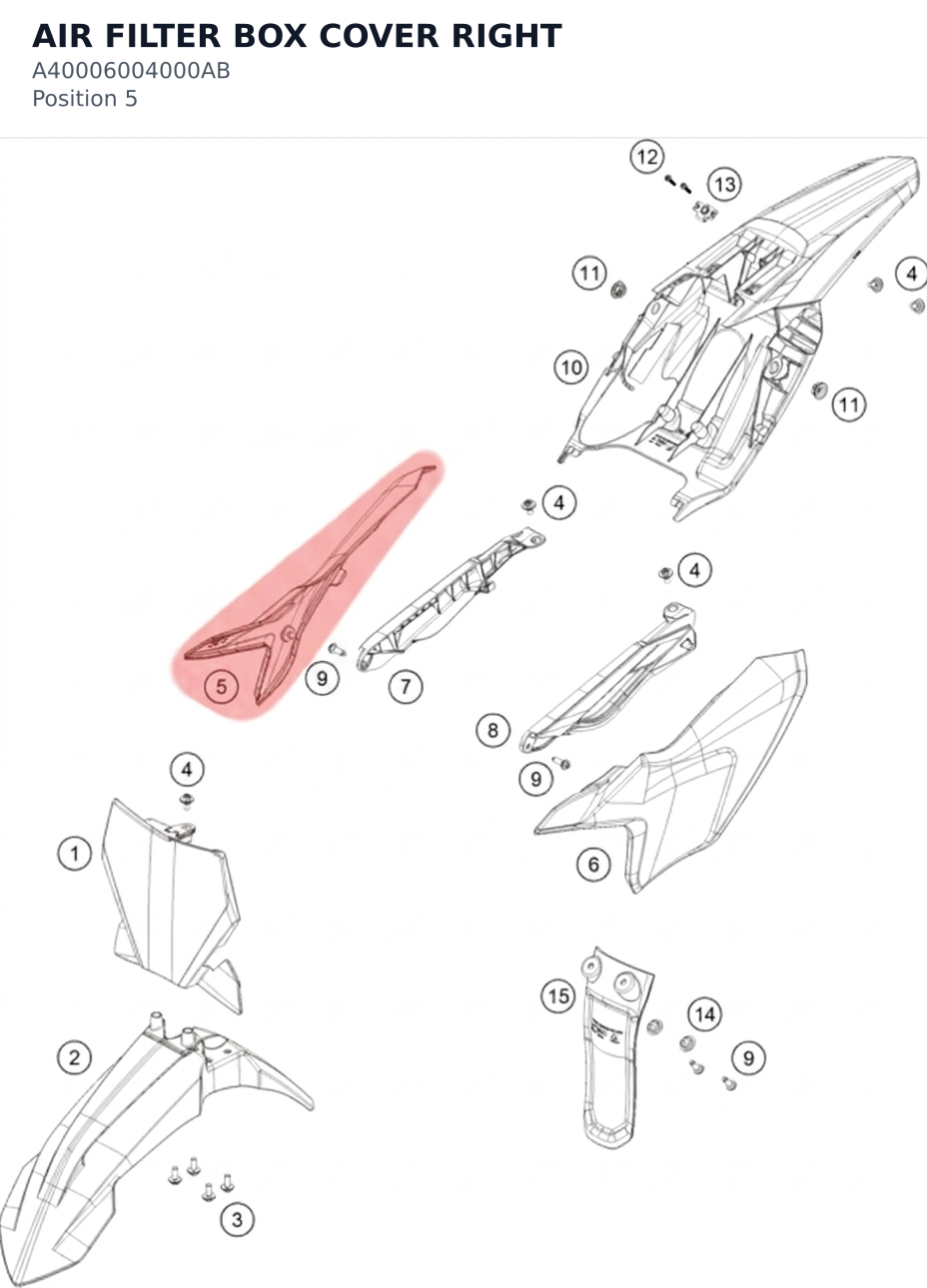 Diagram preview: AIR FILTER BOX COVER RIGHT (A40006004000AB)