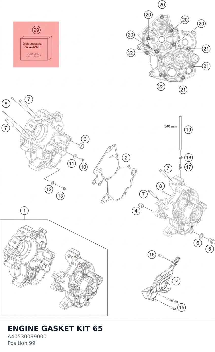 Diagram preview: ENGINE GASKET KIT 65 (A40530099000)