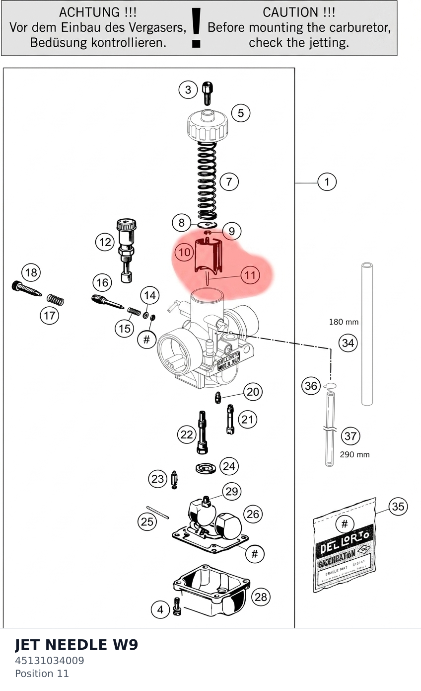 Diagram preview: JET NEEDLE W9 (45131034009)